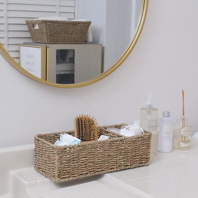 StorageWorks Wicker Toilet Basket Tank Topper, Toilet Paper Basket - Image 6