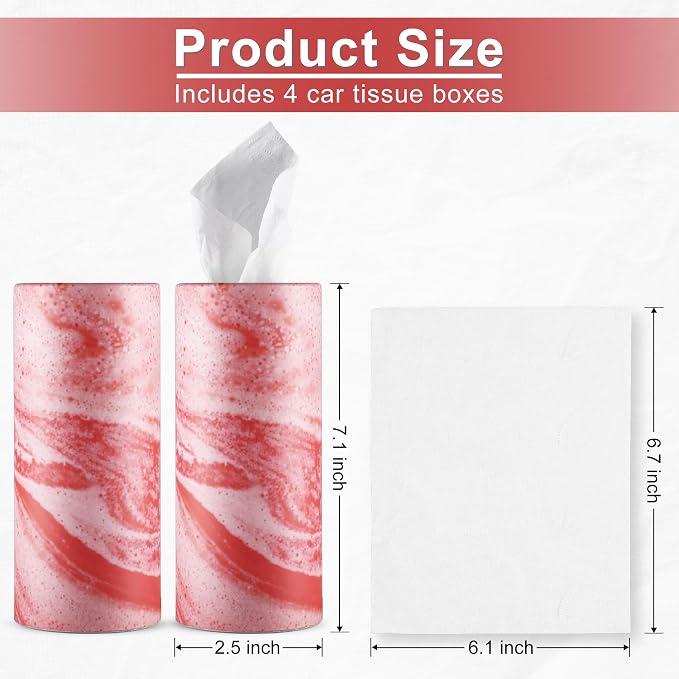 SINGARO Car Tissue Holder, 4 Pack Car Cup Holder Facial Tissues - Image 2