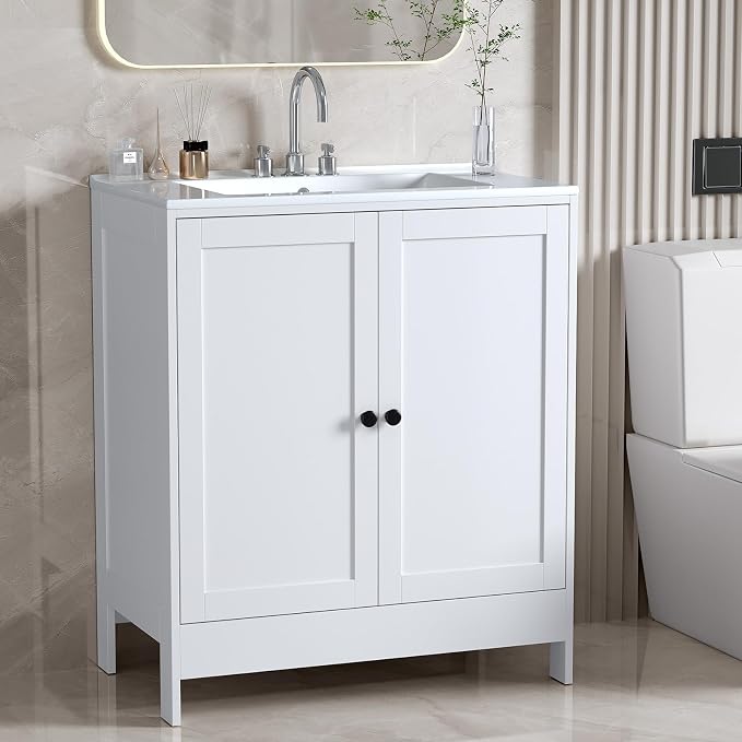 VINGLI 30 Inch White Bathroom Vanity - Image 7