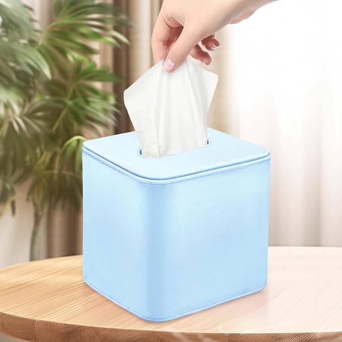 Tissue Box Holder Square PU Leather Stylish Facial Tissue Box - Image 5