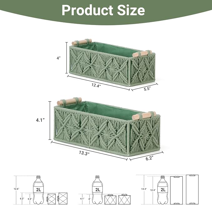 Nonam Macrame Storage Baskets, Boho Decor Style Woven Storage Boxes - Image 2