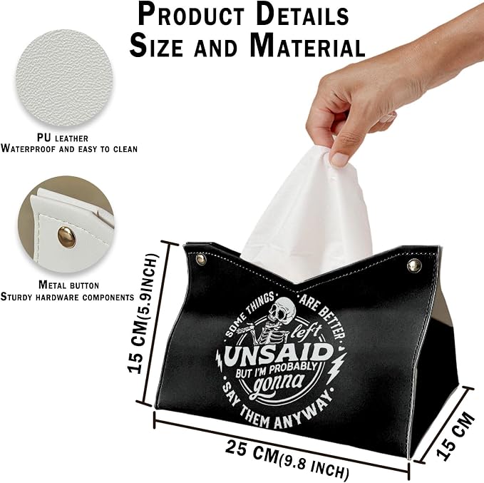 Skeleton Funny Tissue Box Cover Rectangle, Gothic Skull Tissue Box Holder - Image 5