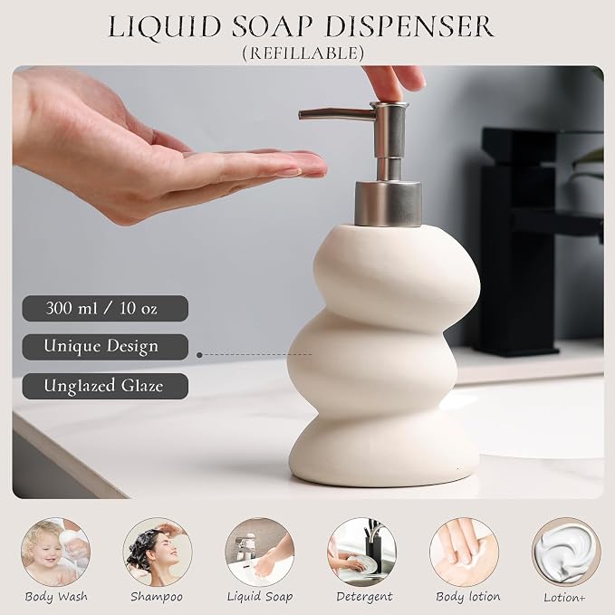 Bathroom Accessory Set 5PCS, Ceramic Bathroom Accessories Set, Irregular Shape - Image 3