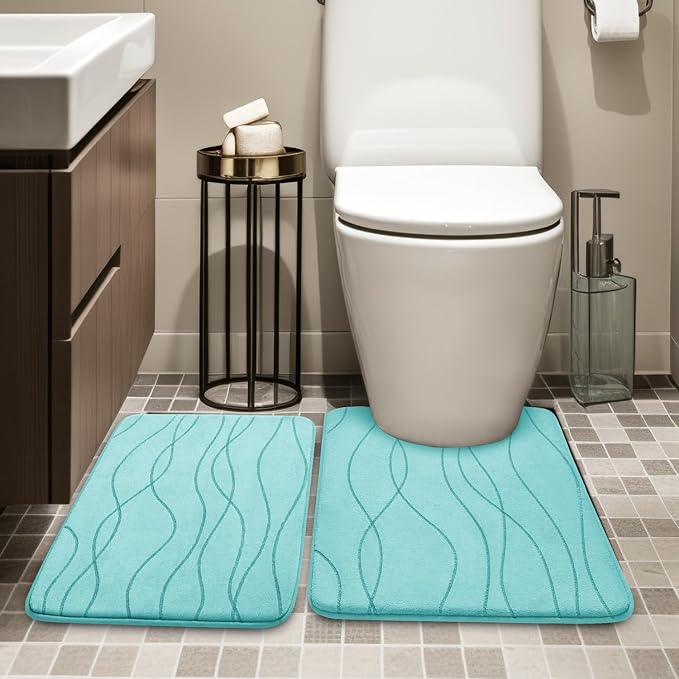 YIHOUSE Memory Foam Bathroom Rug Sets 2 Piece, Ultra Absorbent Bath Mat - Image 3