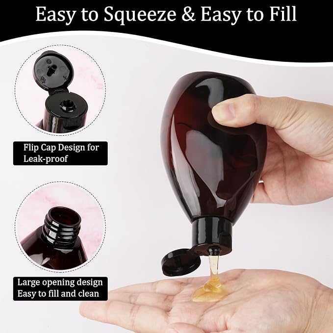 Plastic Squeeze Bottles with Flip Cap 6.9oz 5 Pack Leak Proof Shampoo and - Image 3