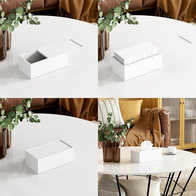 FEMELI Acrylic Tissue Box Cover, Rectangular Facial Tissue Holder Case Dispenser - Image 8