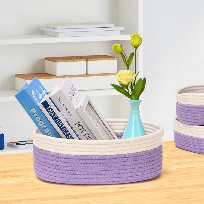 7 Piece Cotton Rope Woven Basket Set - Image 5