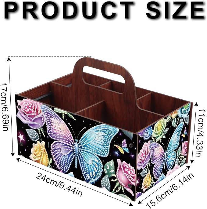 DIY Flower Diamond Art Wooden Multi-Compartment Organiser Box - Image 2