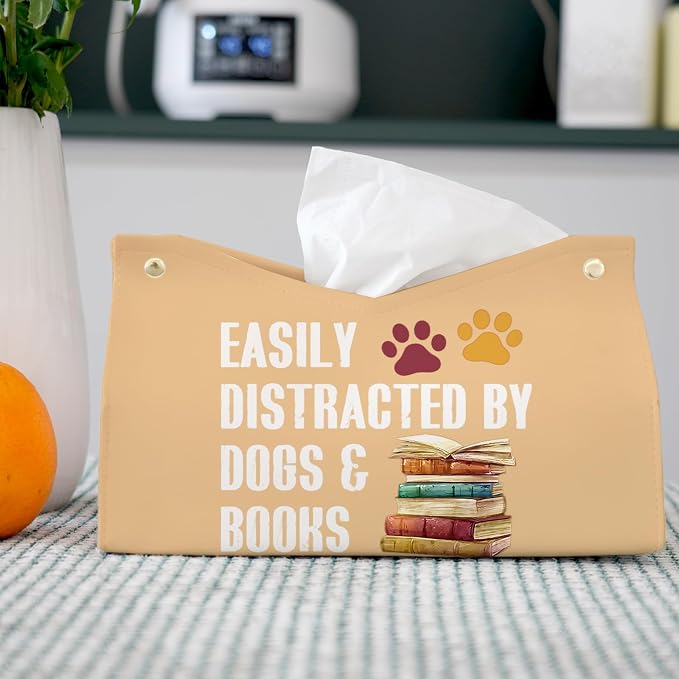 Yellow Dog Tissue Box Cover Rectangle, Leather Toilet Paper Box, Funny - Image 2