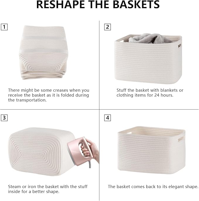 4 Pack Storage Baskets for Organizing, Woven Baskets for Shelves - Image 6
