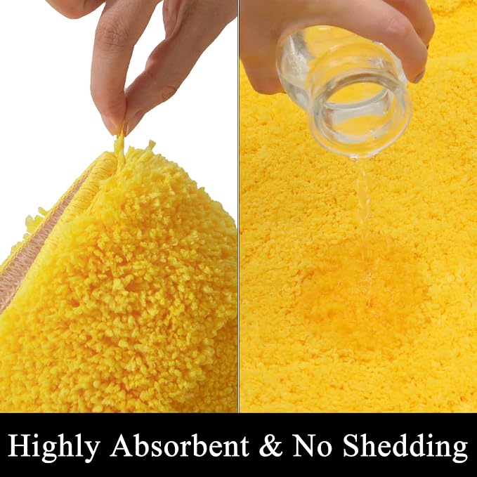 SHACOS Yellow Fall Bathroom Rugs Sets 3 Piece, Soft Fluffy Water Absorbent - Image 6