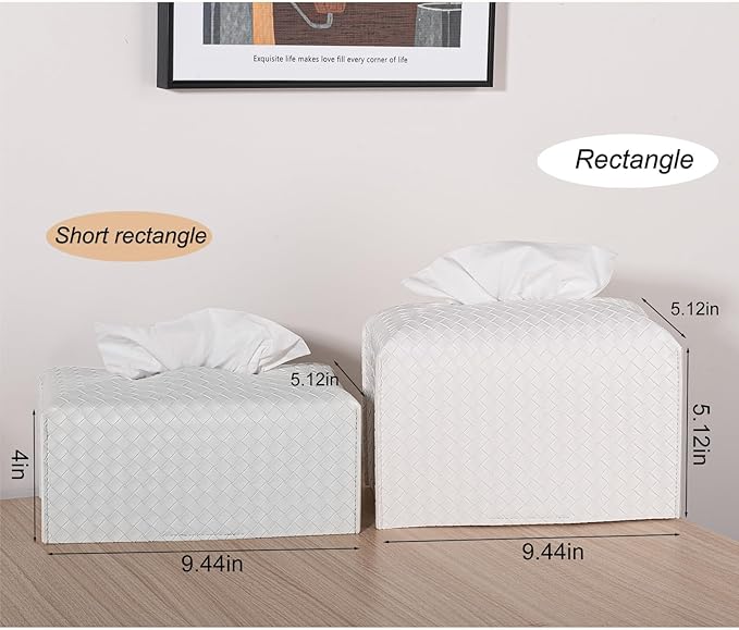 Tissue Box Cover PU Leather Tissue Holder Square Facial Tissue Case Facial - Image 3