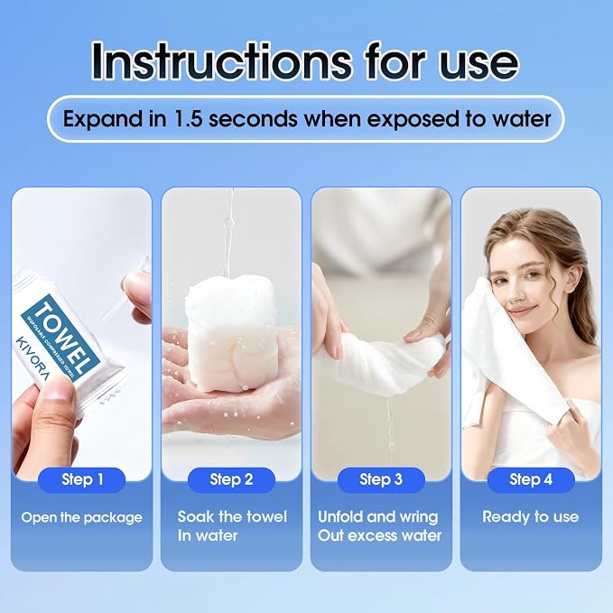 KIVORA Extra Thick Compressed Towel Tablets – Disposable Face Towels & - Image 7
