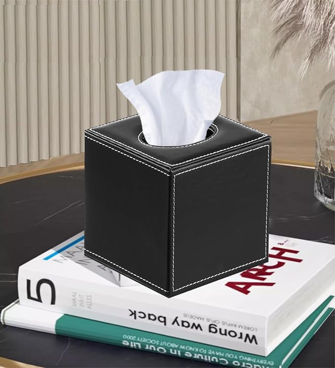 Leather Tissue Box Cover Square, Upgrade 99% Compatible Large Size, Modern - Image 2