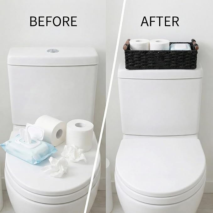 Back of Toilet Basket, Basket for Toilet Tank Top, Narrow Bathroom Organizer - Image 4