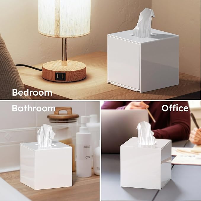 FEMELI Tissue Box Cover, Square Acrylic Tissues Paper Holder - Image 9