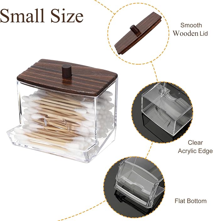 Hipiwe Clear Acrylic Qtip Holder Apothecary Jar - Image 5