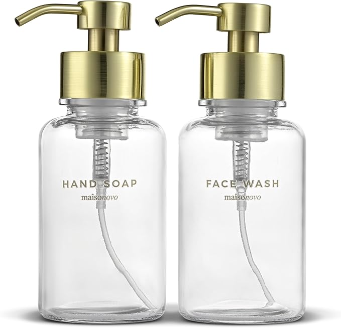 MaisoNovo Glass Foaming Soap Dispenser | Clear Glass Gold Pumps x 2 by MaisoNovo-TheArtofSustainableLiving
