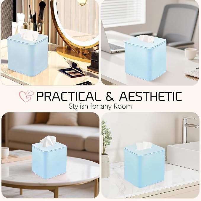 Tissue Box Holder Square PU Leather Stylish Facial Tissue Box - Image 7