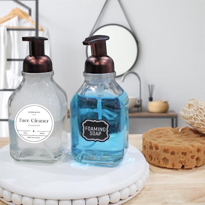Cornucopia Brands 16-Ounce Square Glass Foaming Soap Dispensers - Image 3