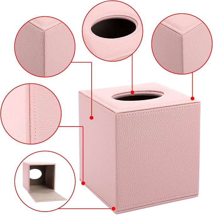 Sumnacon Tissue Box Cover Square Tissue Box Stylish PU Tissue Box Holder - Image 4