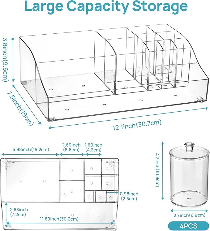 Vtopmart 5 PCS Bathroom Countertop Organizer, 1 Divided Tray - Image 2