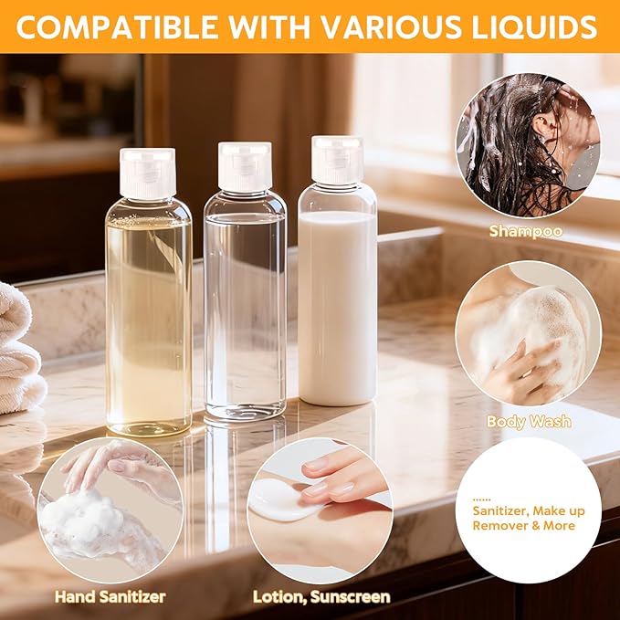 5 Pack 3.4 oz Travel Bottles for Toiletries, TSA Approved Leak Proof Refillable - Image 6