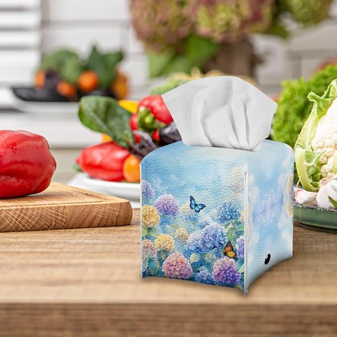 Butterflies Tissue Box Holder Stylish Waterproof PU Leather Square Tissue Box - Image 5