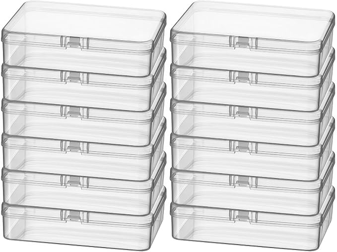 12 Pack Rectangular Clear Plastic Storage Containers Box by Thintinick