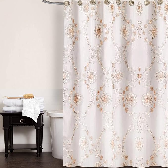 Zahari Home 13pc Rose Vine Bathroom Sheer Shower Curtain Sets Sheer Shower - Image 2