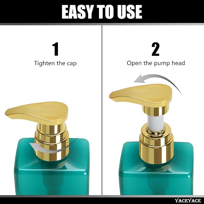 Shampoo Bottles with Gold Pump YACEYACE 16.9oz Set of 3 Empty Shower Bottles - Image 4