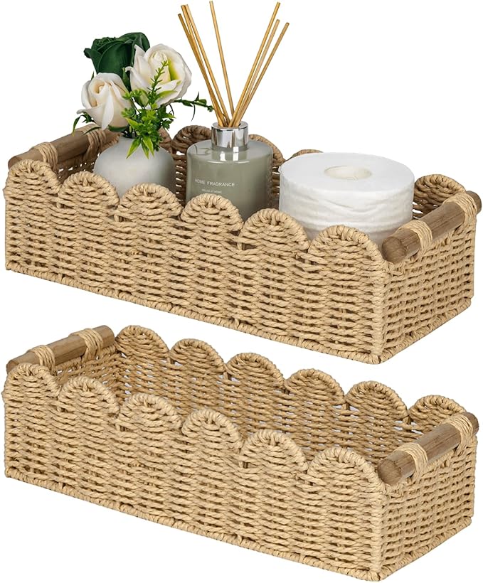 CubesLand Bathroom Basket Organizer, Toilet Tank Paper Storage Baskets 2-Pack by CubesLand