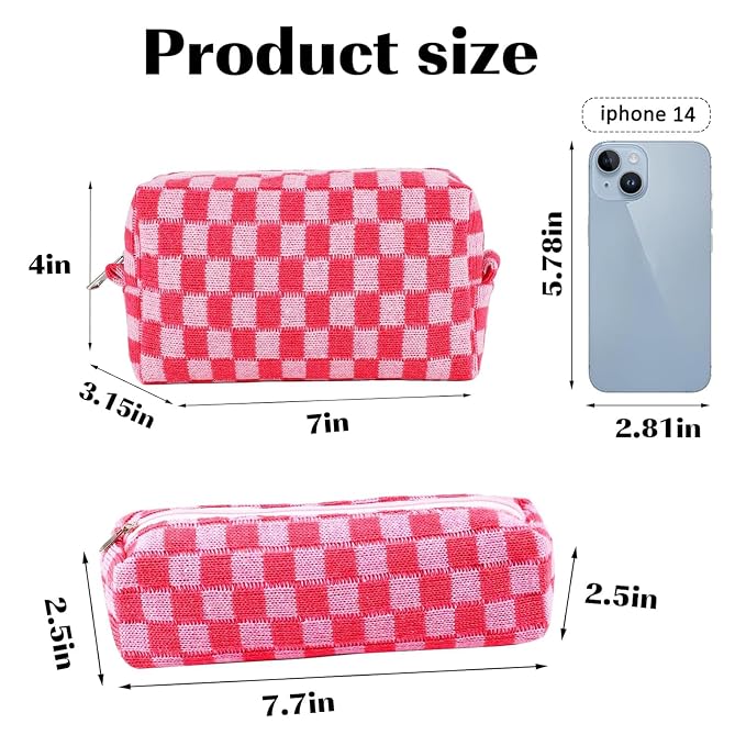 2Pcs Checkered Pencil Case Cute Pencil Pouch - Image 4
