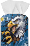 Eagle Blue Flowers Tissue Box Holder, PU Leather Square Napkin Cover by Pzuqiu