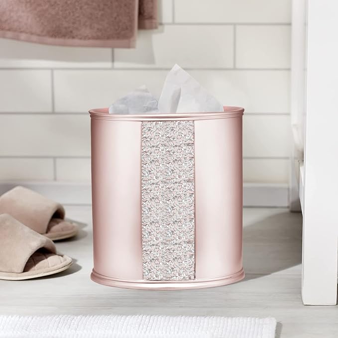 Zahari Home 2pc Sinatra Modern Bath Accessories Set Waste Basket & Tissue Box - Image 2