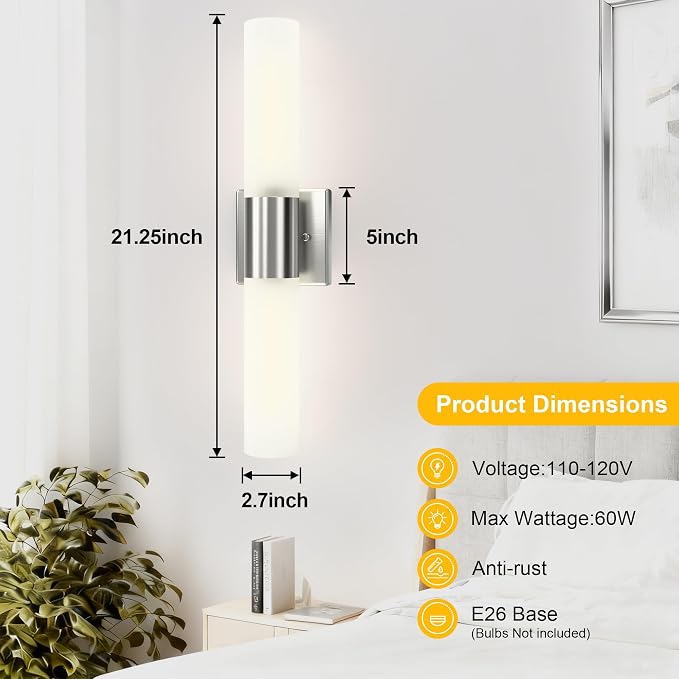 Kalium Bathroom Wall Sconce Fixture, 21 Inch Modern Vanity Lights - Image 6