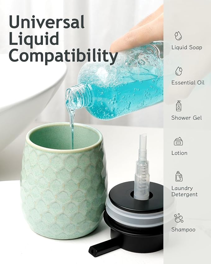 Soap Dispenser, 12 OZ Ceramic Liquid Hand Soap Dispenser - Image 5