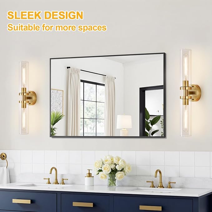 Brushed Gold Wall Sconces, Hardwired Bathroom Sconces Wall Lighting - Image 7