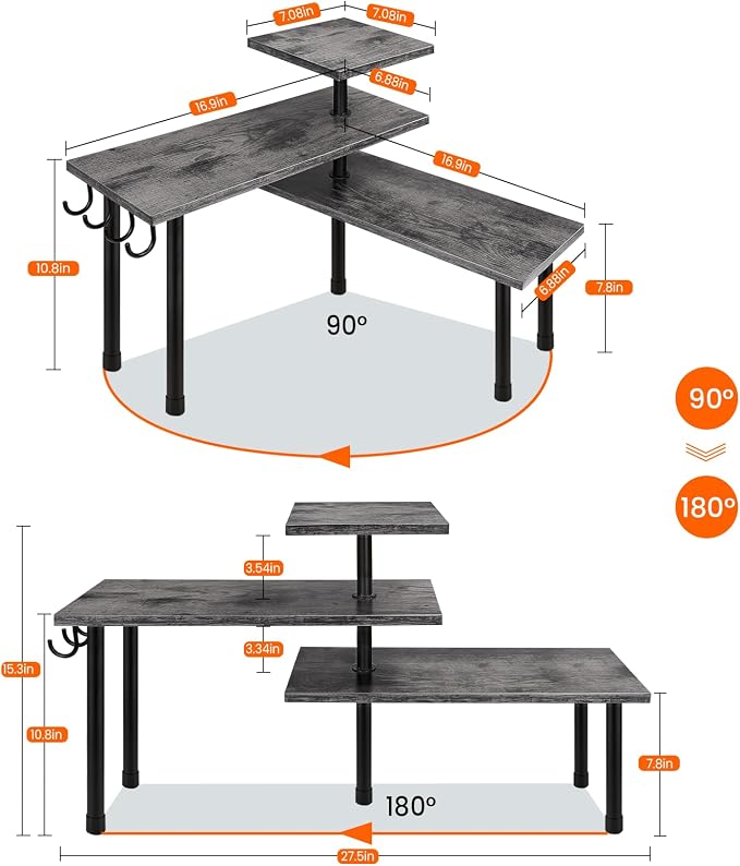 Homode Kitchen Countertop Organizer, 3 Tier Corner Shelf Bathroom Counter - Image 2