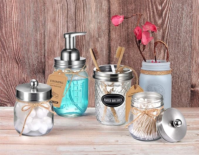Amolliar Mason Jar Foaming Soap Dispenser Pump Lids, Refillable Foaming Pump - Image 8
