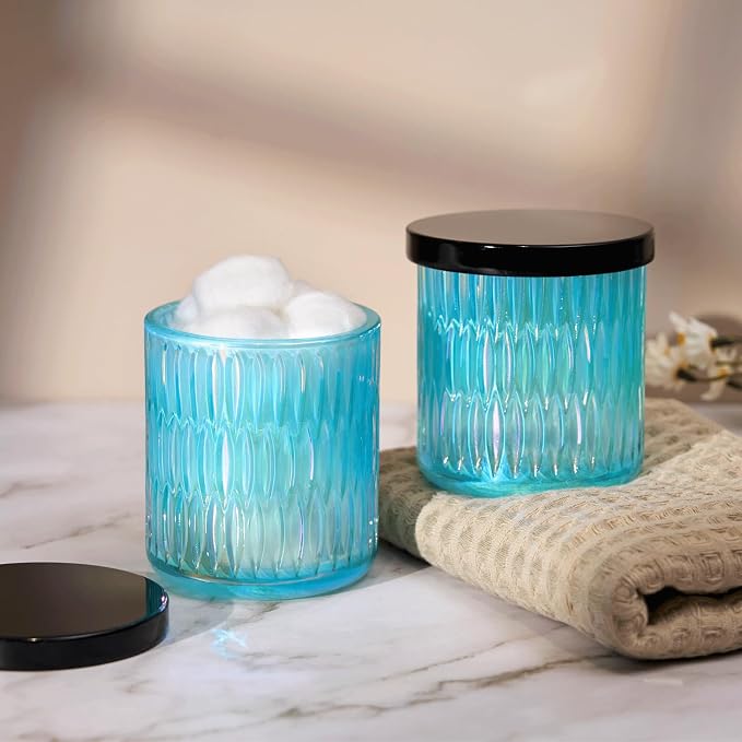 Qtip Holder for Bathroom set of 2, Bathroom Canisters for Cotton Balls - Image 3