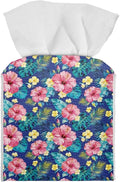 Tropical Flowers Tissue Box Cover, PU Leather Square Tissue Holder by Pzuqiu