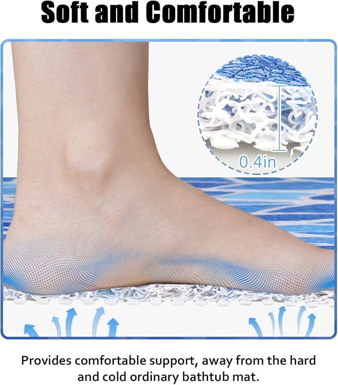 Bathtub Mat Shower Mat Non-Slip, 16x 39 Inch, Soft Comfort Bath Mat - Image 4