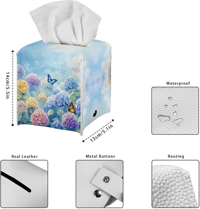 Butterflies Tissue Box Holder Stylish Waterproof PU Leather Square Tissue Box - Image 7