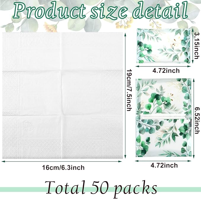 Geyee 50 Packs Tissue Travel Size Facial Paper Napkins Travel Packs Disposable - Image 2