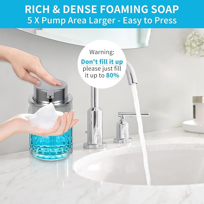 Foaming Soap Dispenser, 2 Pack Clear Glass Foam Hand Soap Dispenser - Image 3