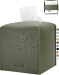 Tissue Box Cover 5X5X5'' PU Leather Tissue Holder Square Tissue Cube Box by PENGLONGHOMEDECORATION