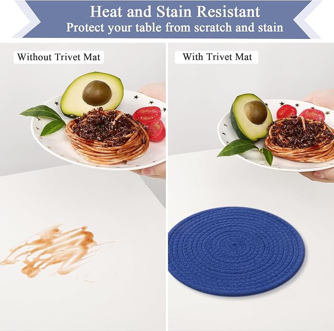 SHACOS 10 Inches Trivets for Hot Dishes, 4 Pieces Cotton Trivets Mats for - Image 2