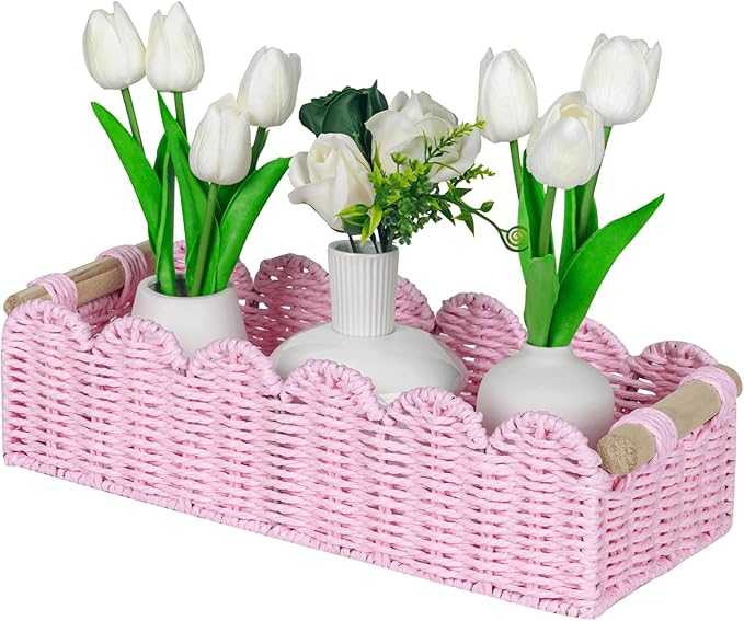 CubesLand Paper Rope Scalloped Edge Gift Basket Empty, Small Living Room by CubesLand