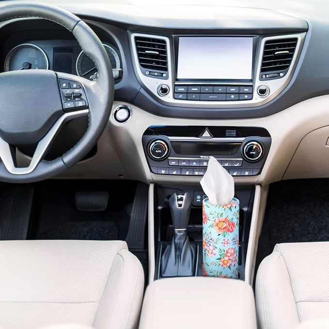 Tanlade 4 Pack Car Tissue Holder Tissues Cylinder Facial Tissue Floral Cylinder - Image 6
